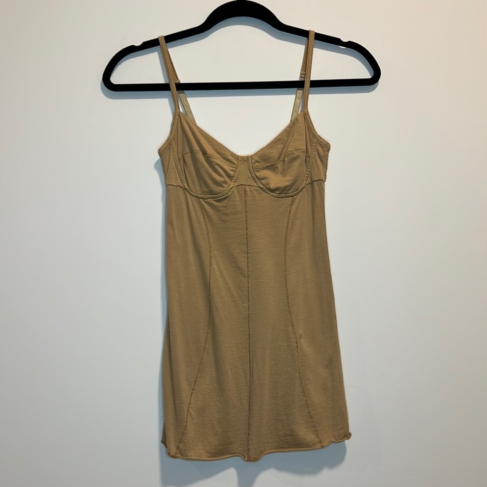 Aritzia Wilfred Long Bustier Tank in Camel Colour.
